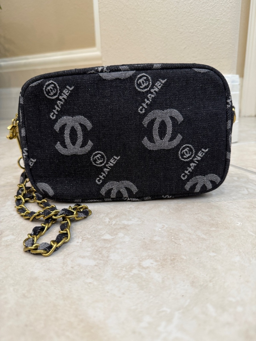 Chanel GWP Black Denim Crossbody Bag brass hardware - Picture 3 of 12